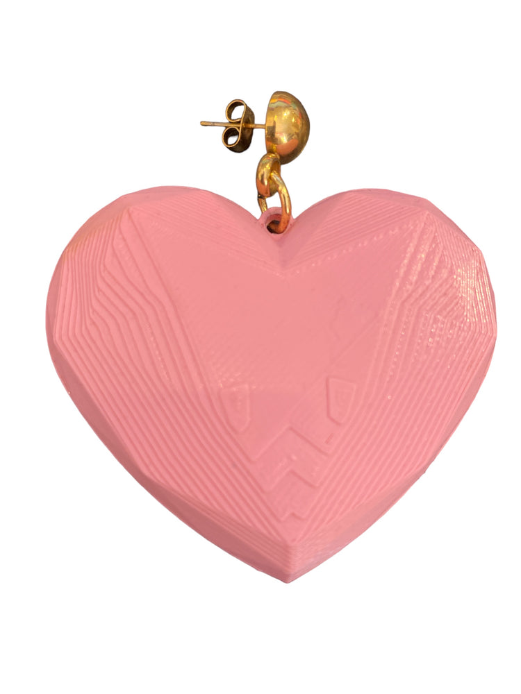 Diamond Heart Earrings | Pink