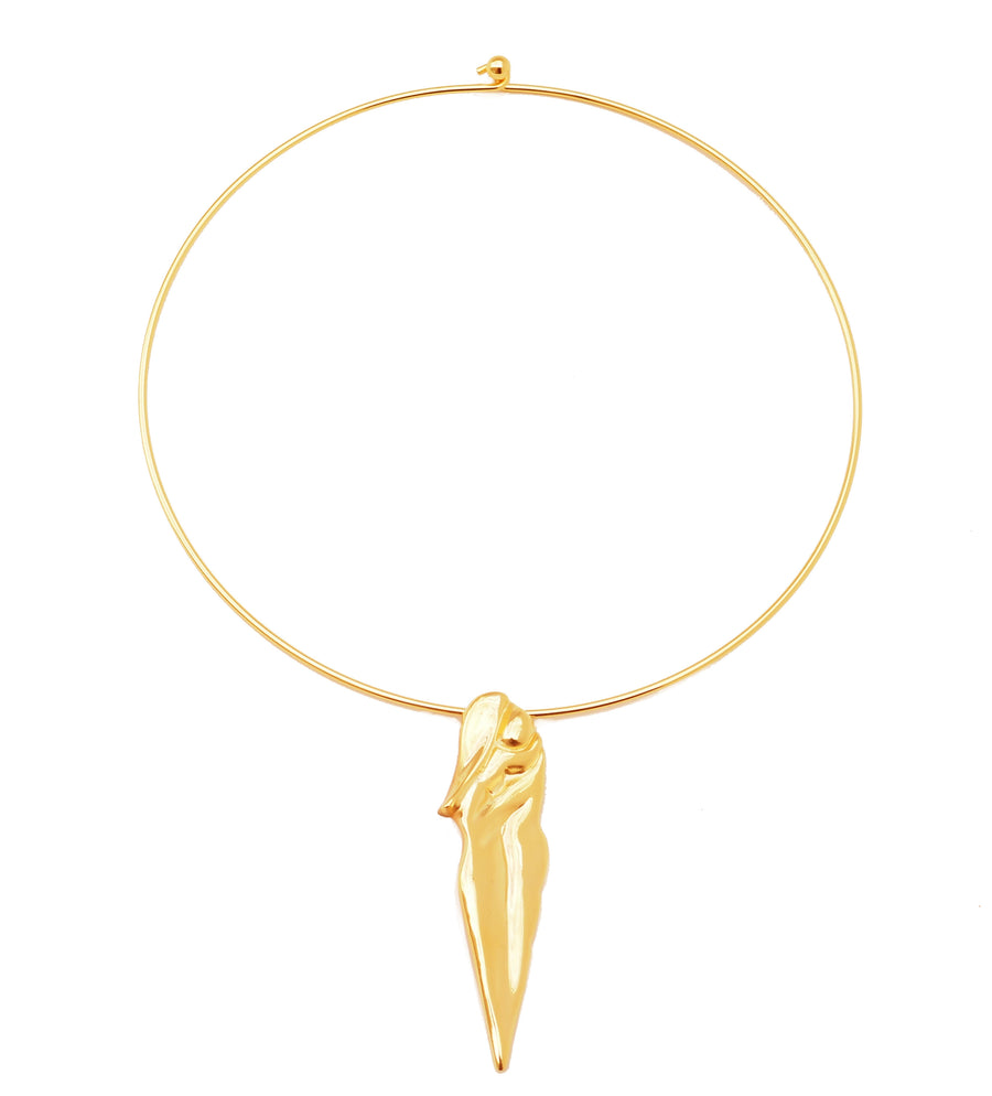 LOVERS PENDANT NECKLACE gold-plated brass on gold plated stainless neckband
