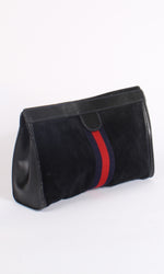 Large Suede Ophidia Clutch - Black