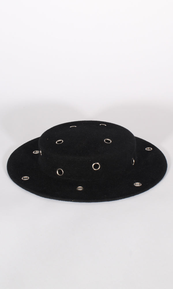 Black Grommet Boater Hat