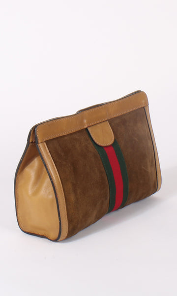 Medium Suede Ophidia Clutch - Camel – Patricia Field
