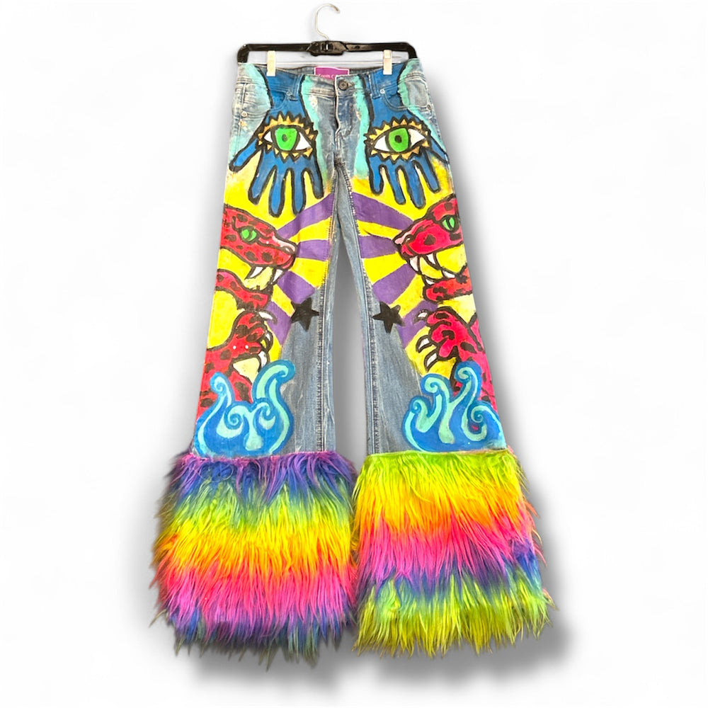 Rainbow Fur Hem Pant