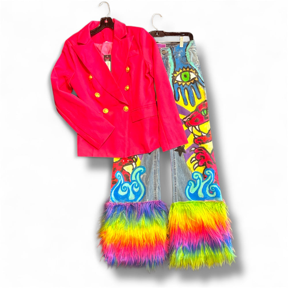 Rainbow Fur Hem Pant
