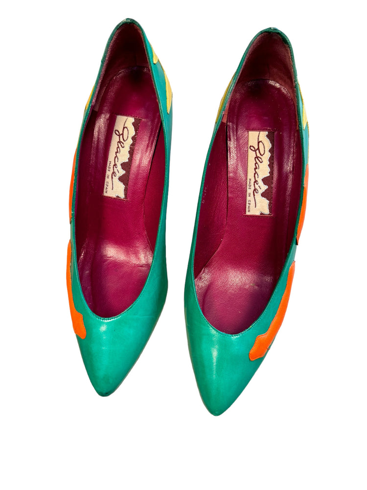 1980s Glacee Multi Colored Pumps Patricia Field ARTFASHION