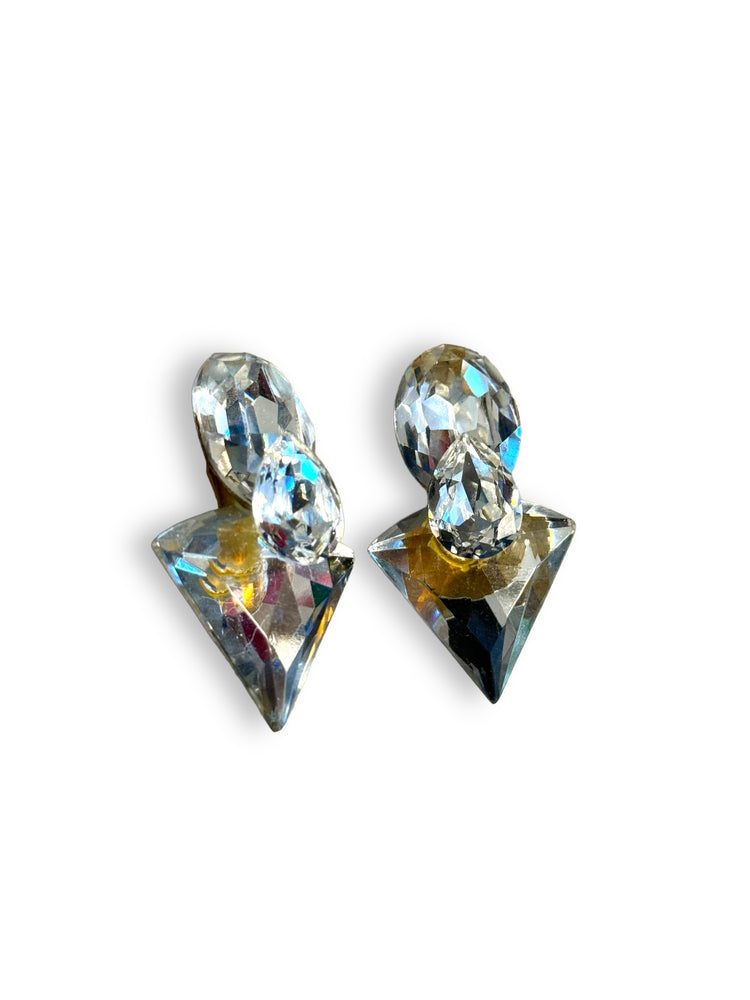 1980s Diamanté Clip On Earrings