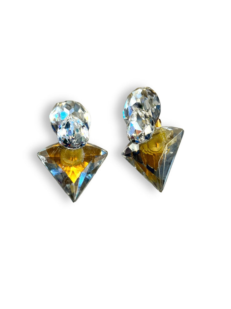 1980s Diamanté Clip On Earrings