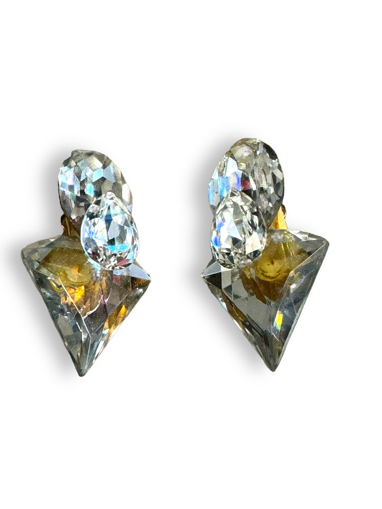 1980s Diamanté Clip On Earrings