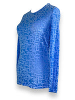 Y2K Blue Escada Sheer Long Sleeve Top