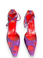 Y2K Fendi Purple and Red Geometric Mary Janes