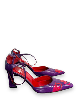 Y2K Fendi Purple and Red Geometric Mary Janes