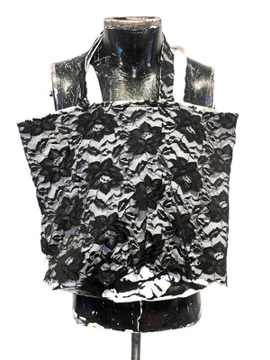 SSIK LACE & SCREEN PRINTED TOTE w/ Black Drips