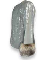 1980s Karen Lawerence Sequin and Fur Cuff Blazer