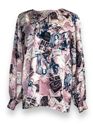 1990s Karl Lagerfeld Pink and Blue Figure Top