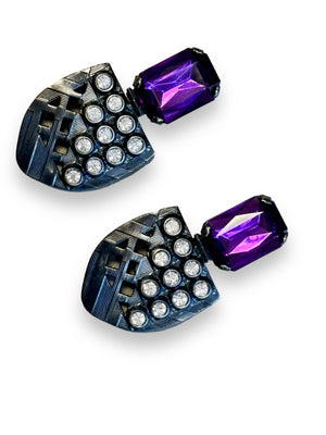 Vintage Purple and Gem and Clip Ons