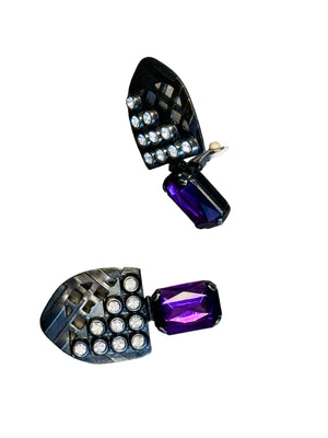 Vintage Purple and Gem and Clip Ons