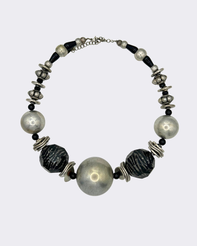 Vintage Brutalist Sliver Ball Necklace