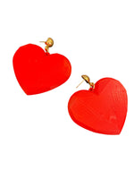 Diamond Heart Earrings | Red