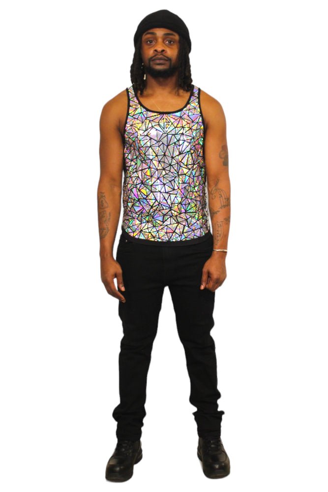 Silver Holographic Mosaic Tank
