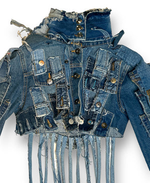 Fringe Crop Denim Jacket - Main Image