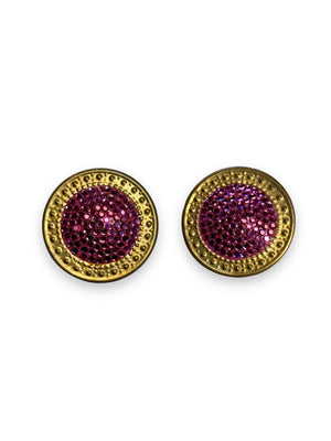 1990s Pink and Gold Clip On Earrings