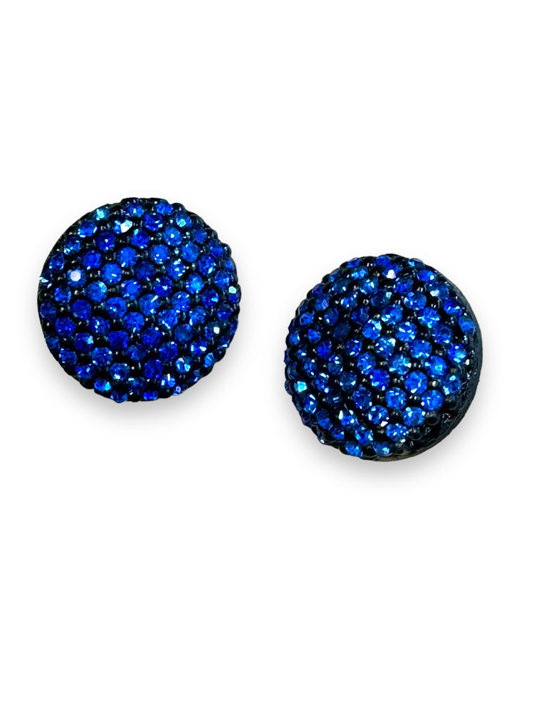 1980s Blue Sequin Clip On Earrings