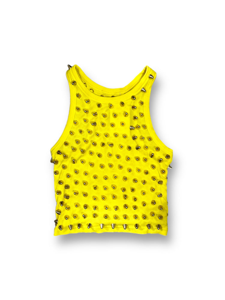 Studmuffin NYC Spike Crop Tank Top (Yellow)