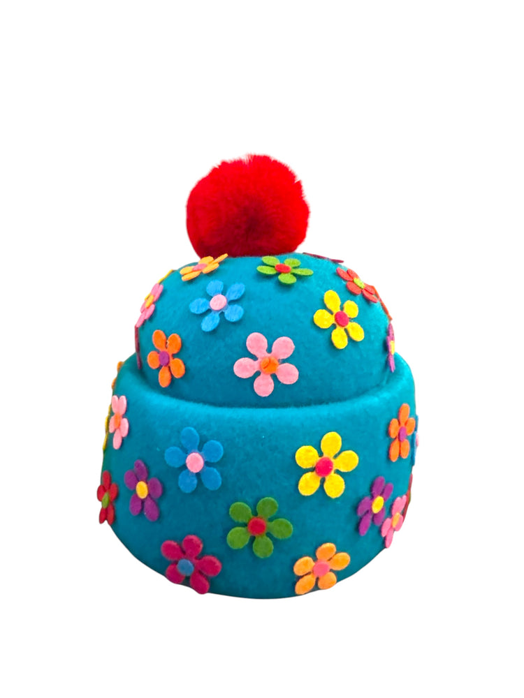 Wool Beanie w/ Flower PolkaDot