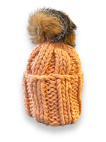 Knit Beanie with Fur Pompom