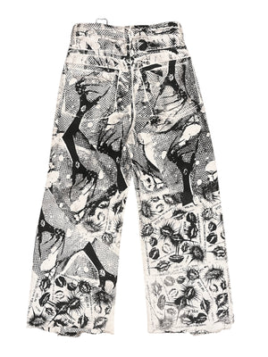 Ssik Printed Wide Leg Denim