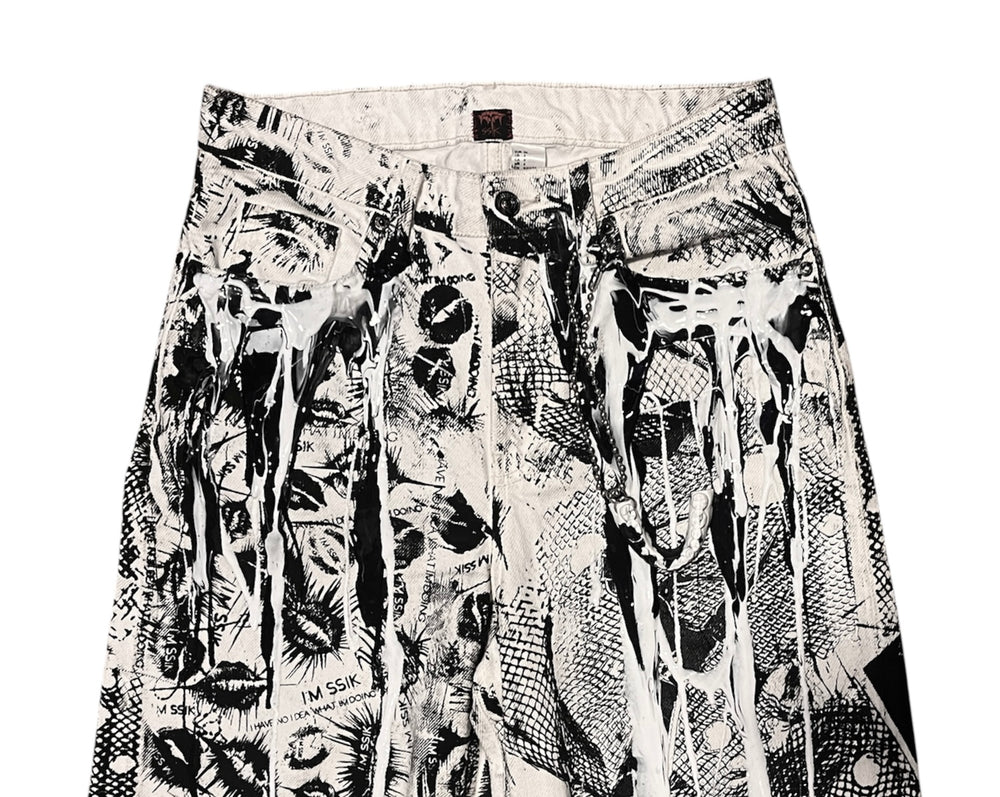 Ssik Printed Wide Leg Denim