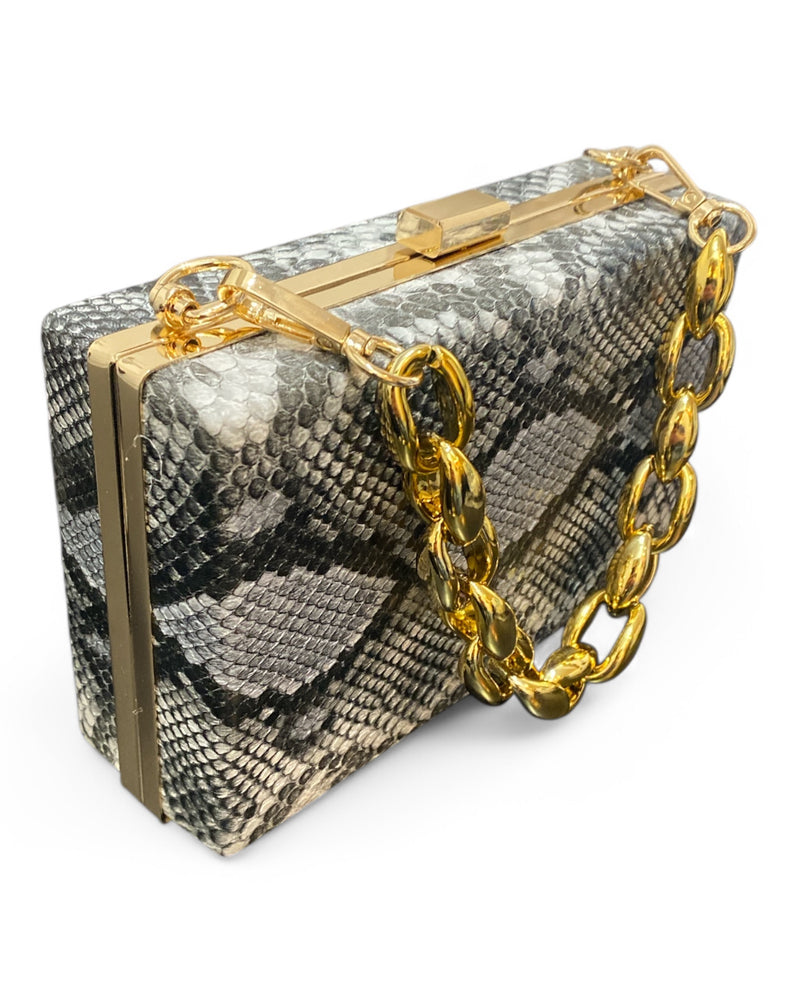 Snakeskin Clutch - Gray