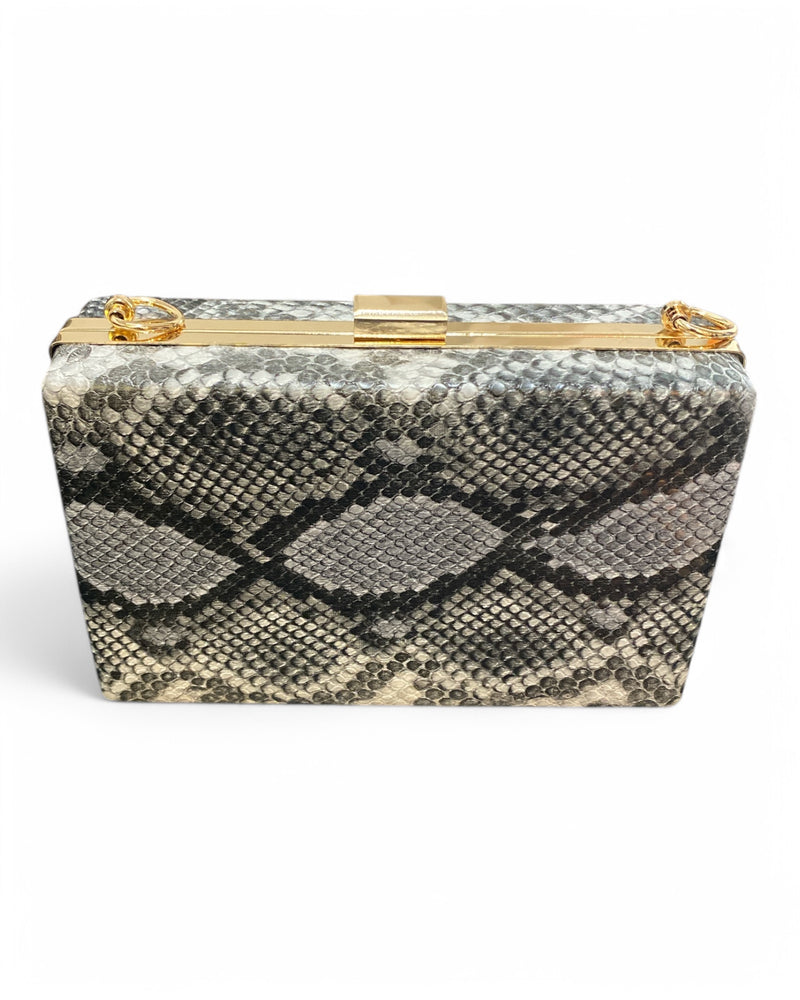 Snakeskin Clutch - Gray