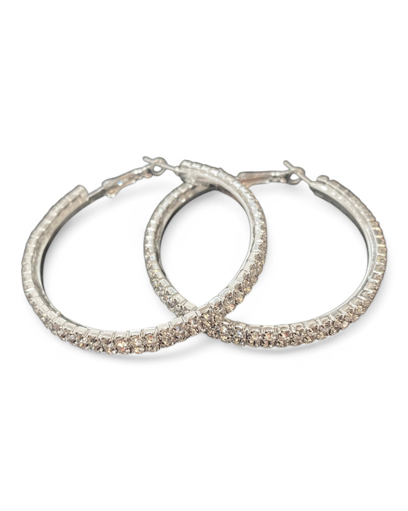 Crystal Hoops - Silver