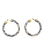 Large Rhinestone Hoops - Snow Leopard