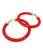 Large Rhinestone Hoops - Red