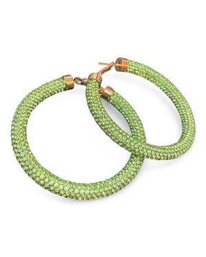 Large Rhinestone Hoops - Green