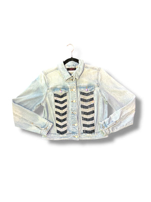 Chevron Black & White Denim Jacket