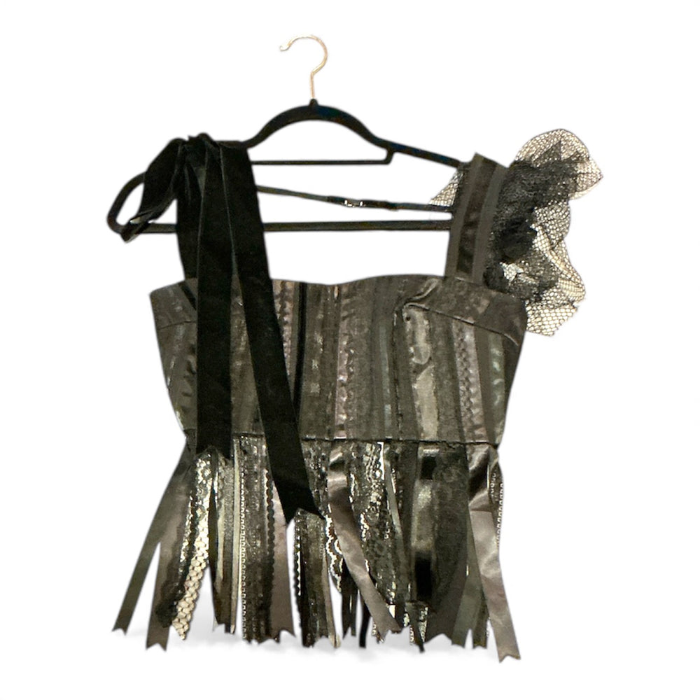 Ribbon Lace Fringe Bustier