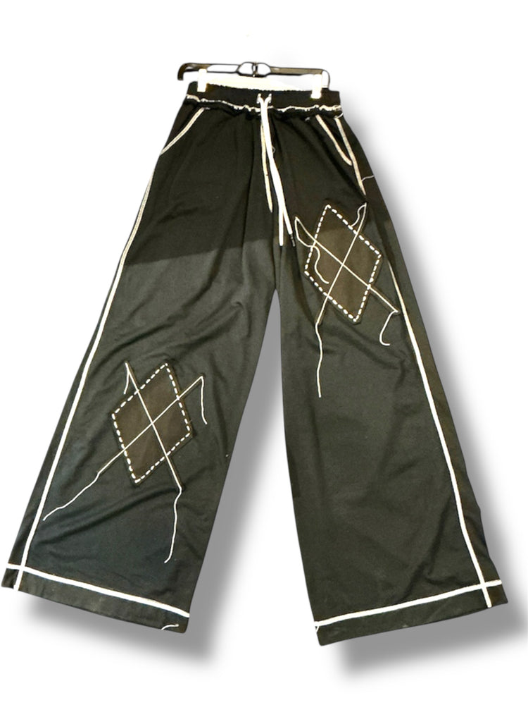 Argyle Black WideLeg Sweatpants