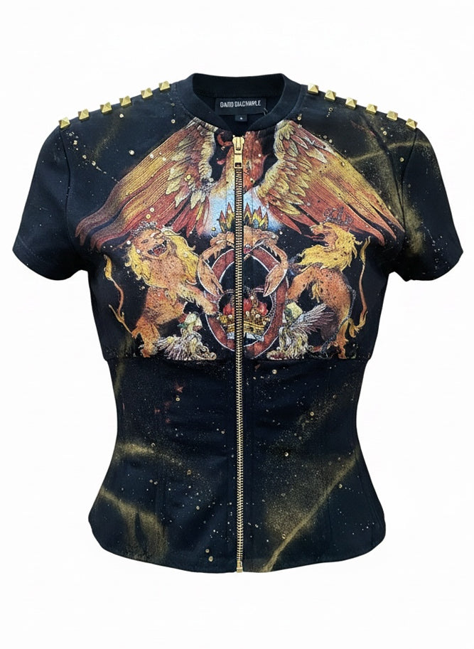Patricia Field Black Frames with Gold Chain Top and Purple Gradient Lenses Patricia Field Accessories for Women on Sale up to 90% Off  main image 2
