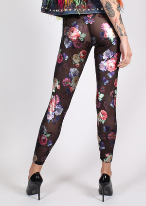 LEG-25 {Rose Garden} Black/Magenta Floral Print Leggings PLUS SIZE 1X/2X | Floral  print leggings, Floral prints, Floral