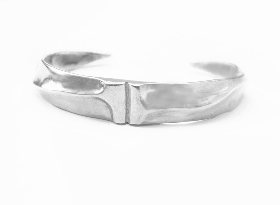 FORTITUDE LARGE BANGLE CUFF BRACELET silver-plated brass