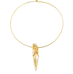 MOTHER and CHILD PENDANT NECKLACE gold-plated brass on gold plated stainless neckband