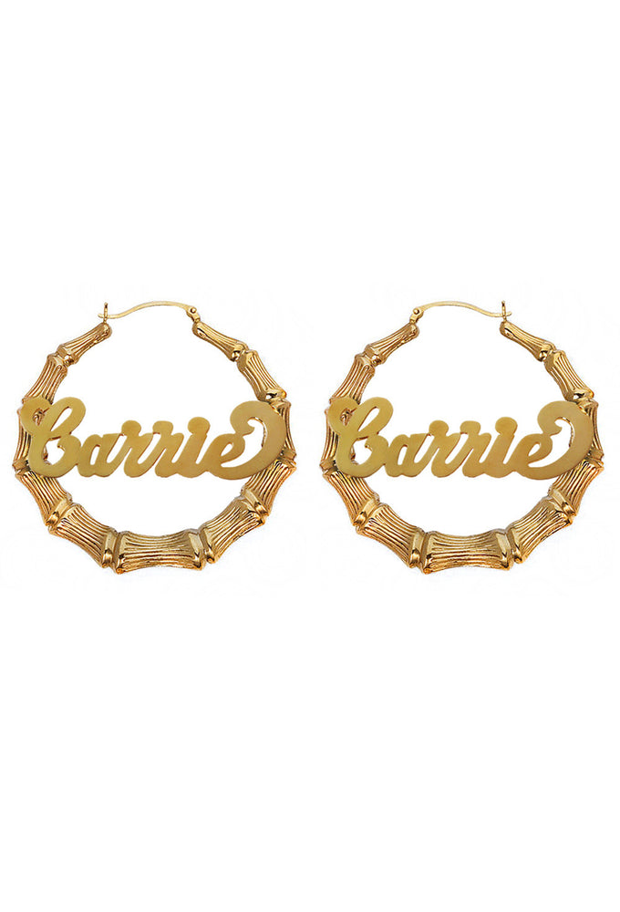 gold nameplate bamboo earrings Cheap Sell  OFF 59