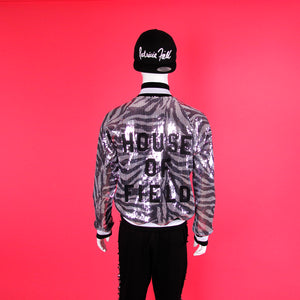 House of Field Sequin Baseball Jacket