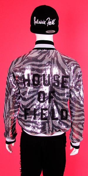 House of Field Sequin Baseball Jacket
