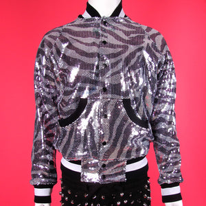 House of Field Sequin Baseball Jacket