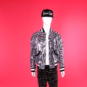 House of Field Sequin Baseball Jacket