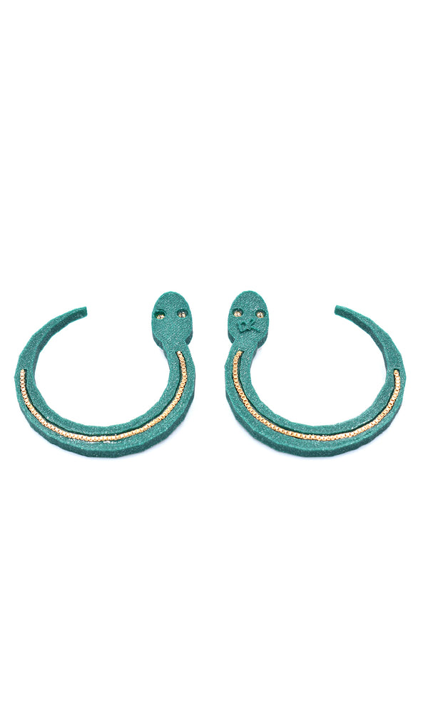 Snake Earrings - Emerald