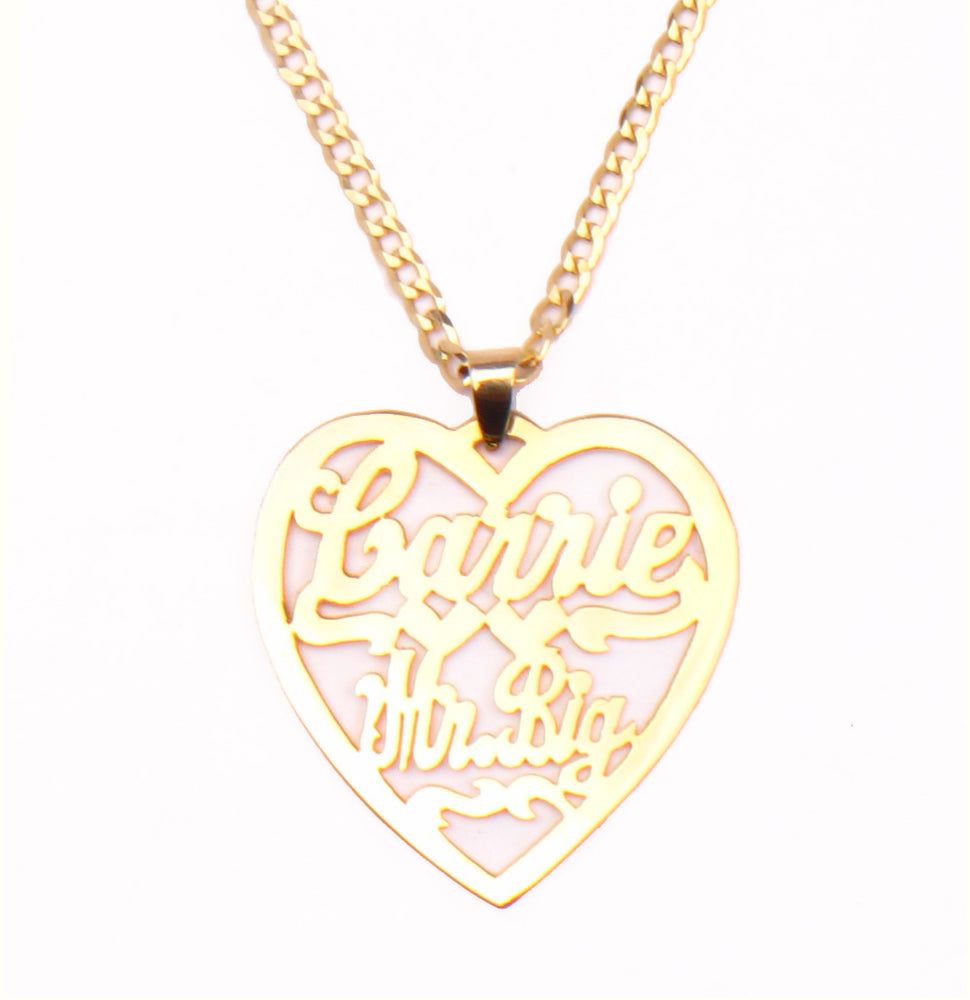14K Gold 'Heart Pendant' Custom Nameplate Necklace